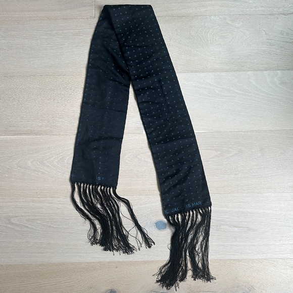 Marc Jacobs Black and blue 100% silk Scarf fringe - Picture 1 of 5